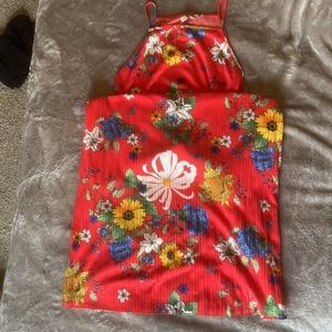 Orange floral maxi dress